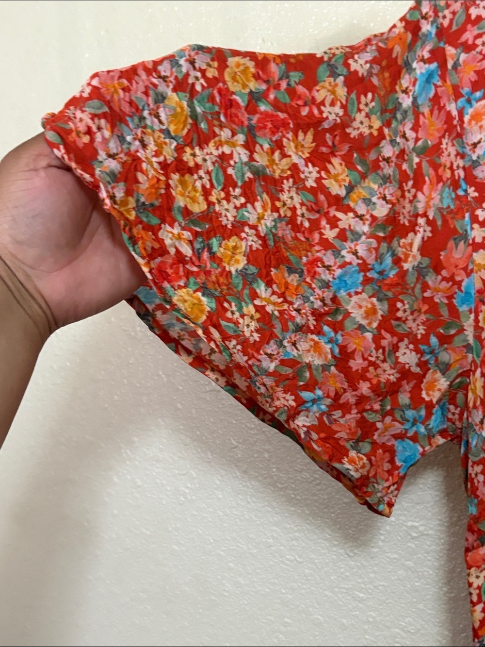 Roller Rabbit Rust Red Floral V-Neck Mini Dress - Picture 4 of 11